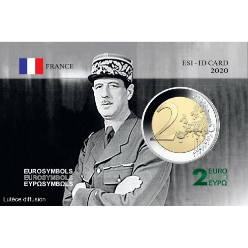 Coincard France 2020 Charles de Gaulle - Portrait- avec sa pièce de 2e (ref27514)