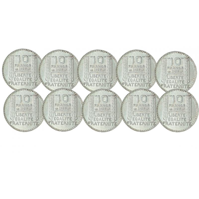 Lot de 10 pièces de 10 Francs Turin en Argent (ref.206155)