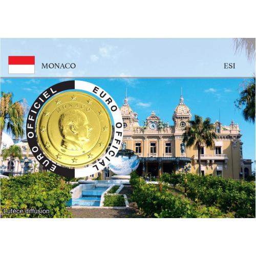 Coincard Monaco Prince Albert II – 2€ dorée à l'or fin -Le Casino  (Ref27507)