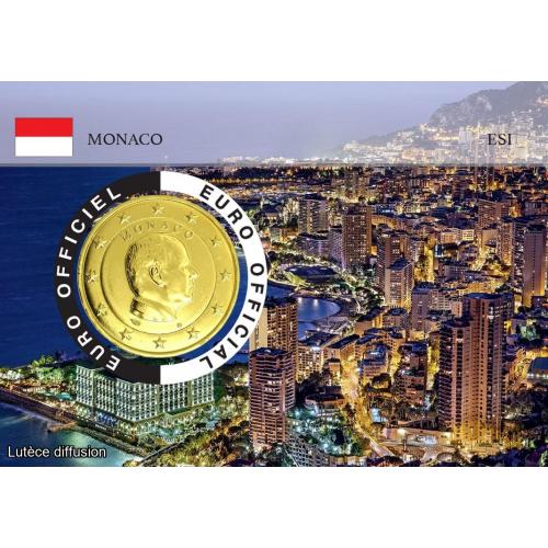 Coincard Monaco Prince Albert II – 2€ dorée à l'or fin -Vue Principauté  (Ref27488)