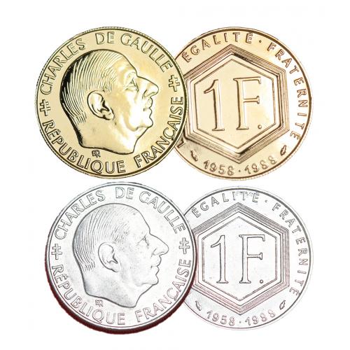 1 Franc De Gaulle   dorés or fin 24 carats (ref205983)