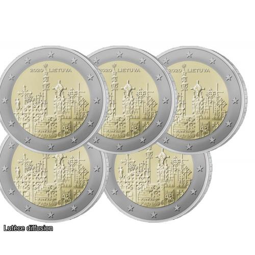LOT DE 5 Lituanie 2020 : 2euro commémorative Colline des Croix (ref25525)