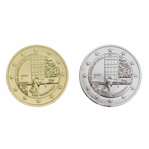 Lot Allemagne 2020 Génuflexion - 2 euro commémoratives dorée et argentée (Ref29365)