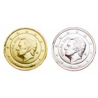 Lot Espagne 2022 Roi Felipe - 2 euros commémoratives dorée et argentée (Ref32422)