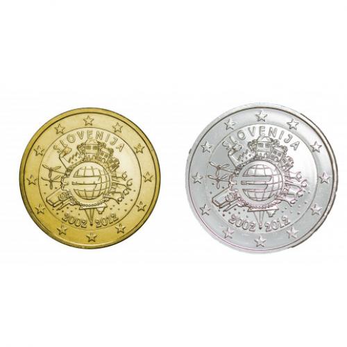 2 euros Slovénie 2012 10 ans dorée+argentée (Ref29491)