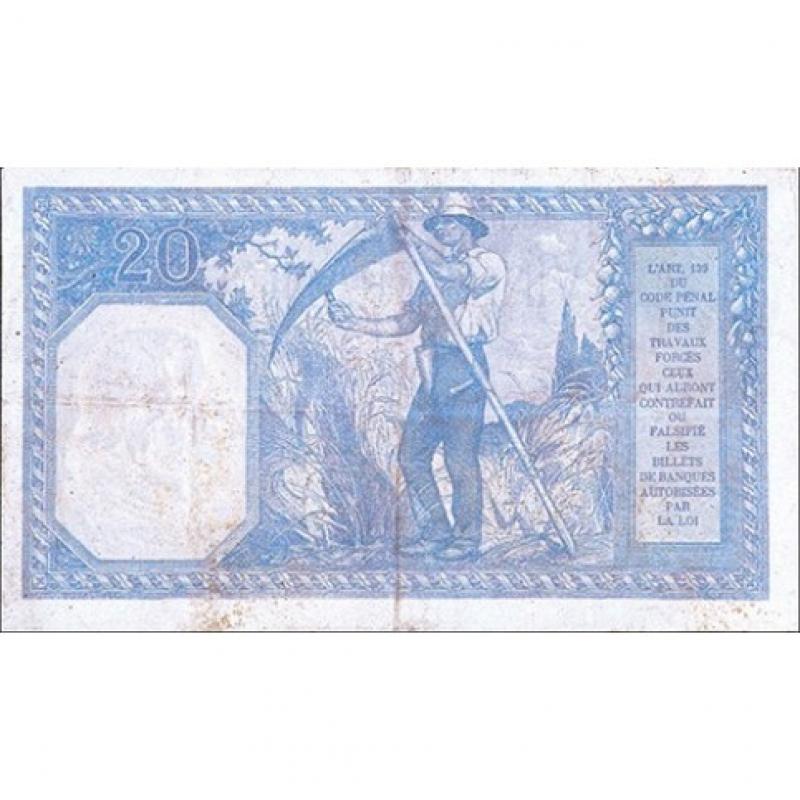 20 Francs - Chevalier Bayard et Paysan - 1916-1919 - Belle qualité (Ref639308)