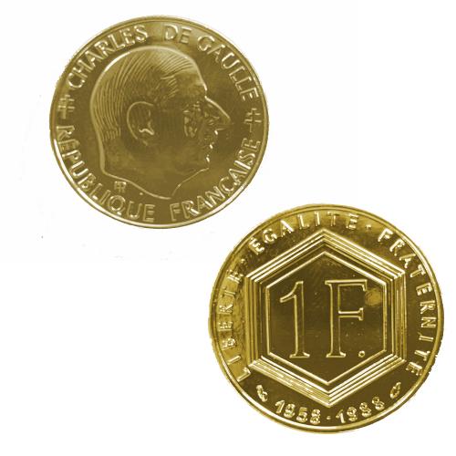 1Franc Général  de Gaulle dorée à l'or fin 24 carats (ref205376)