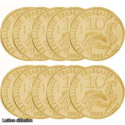 Lot 10 pièces de 10 Francs Jimenez dorées OR (ref266575)