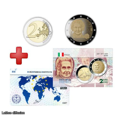 Lot 2€ Italie 2020 : la 2€ 2020 et sa carte commémorative (ref100860)