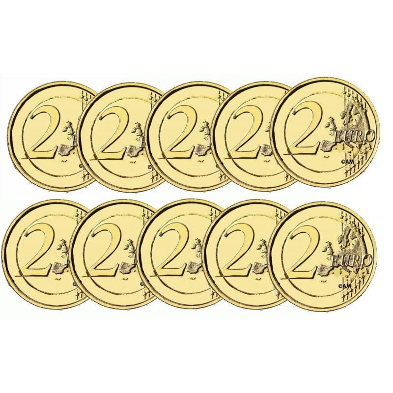 Lot de 10 pièces  2€ Espagne 2014 - dorée or fin 24 carats (ref41868)