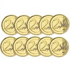 Lot de 10 pièces 2€ Luxembourg 2015 - dorée or fin 24 carats (ref inv 327678)