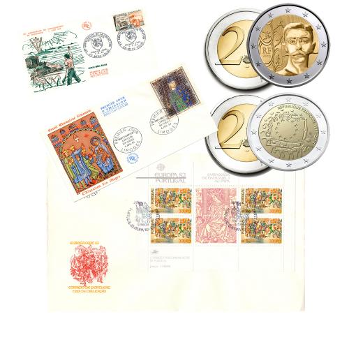Lot de monnaies commémoratives et enveloppes 1er jour (ref 3091)