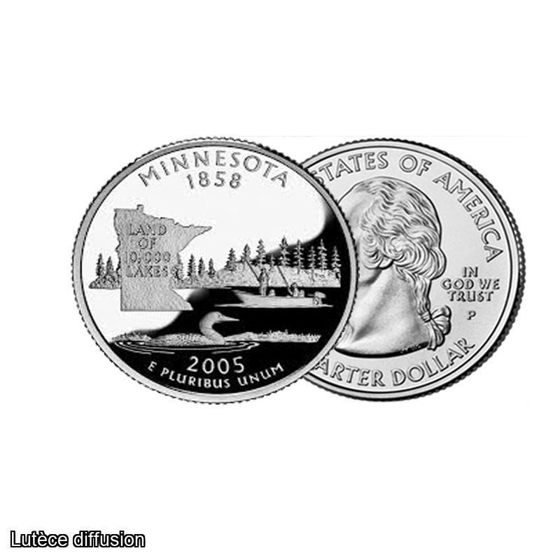 Lot de 4 QUARTERS américains commémoratifs-Dollars des Etats Unis -Virginia 2000, Minnesota 2005, South Dakota 2006, Kansas 2005 (ref.41099 )