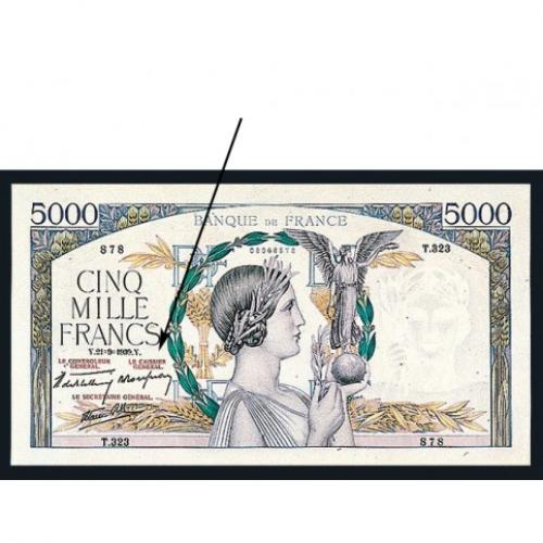 Billet5000 Francs - VictoireAilée 1938/1944 caissier général - Qualité courante (Ref640395)