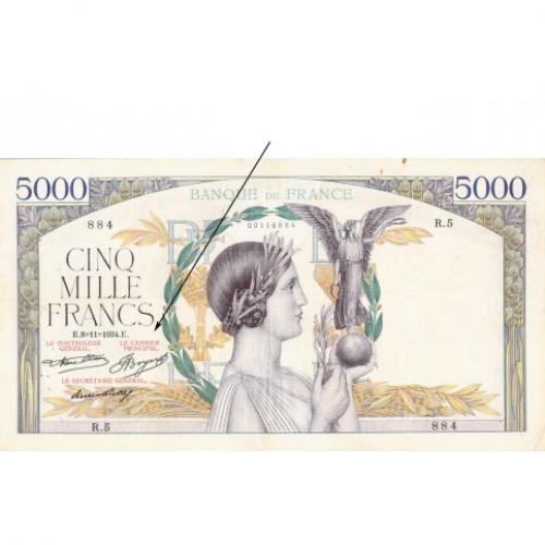 Billet5000 Francs - VictoireAilée 1934/1935 - Qualité courante (Ref640371)