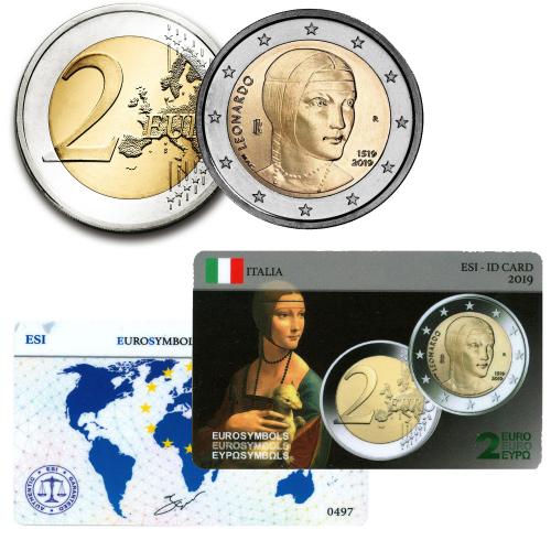 Lot 2€ Italie 2019:la 2€2019 et sa carte commémorative (ref711)