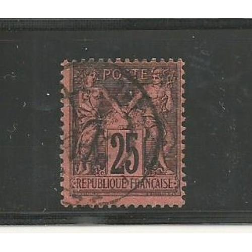 FRANCE N°97 TYPE SAGE Type II noir sur rose  oblitéré émission du 04/1886