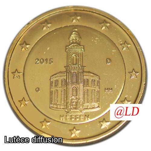 2€ Allemagne 2015 Eglise Saint-Paul - dorée or fin 24 carats (ref326606)