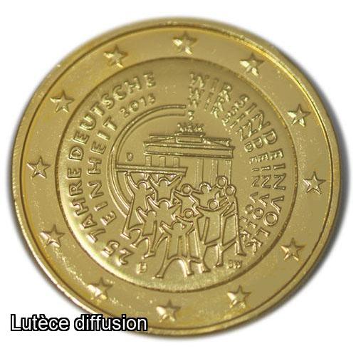 Allemagne 2015 Reunification  - 2 euros dorée or fin 24 carats (ref326594)