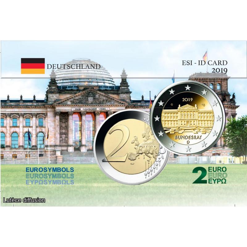 Lot 2€ Allemagne 2019 : la 2€ 2019 et sa carte commémorative -Bundesrat (ref100846)