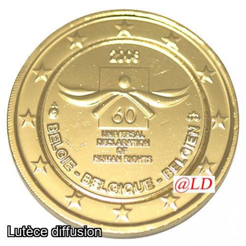 Belgique 2008 - 2 euros dorée or fin 24 carats (ref325227)