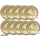 Lot de 10 pièces de 2€ Belgique 2014 - dorée or fin 24 carats (ref. 41851)