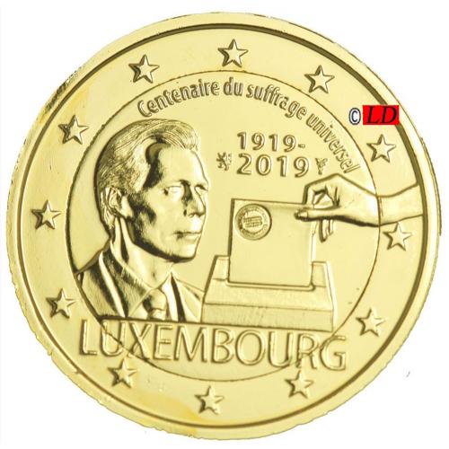 2€  Luxembourg 2019 - dorée or fin 24 carats (ref 23905)