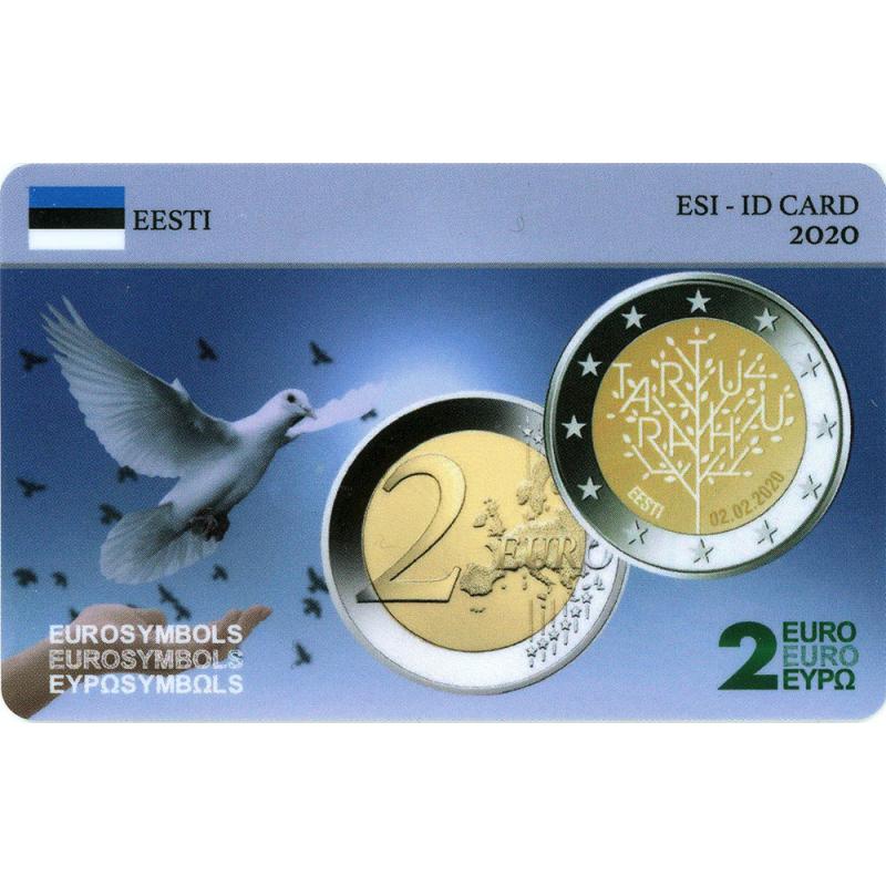 Lot 2€ Estonie 2020 : la 2€ 2020 et sa carte commémorative - Traitée de Paix (ref728)