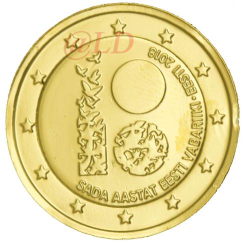 2€ Estonie 2018 - dorée or fin 24 carats (ref21354)