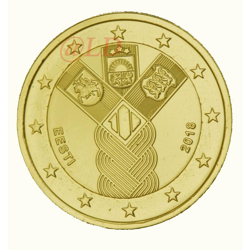 2€ Estonie 2018 - dorée or fin 24 carats (ref21323)