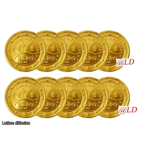 Lot de 10 pièces de 2€ Italie 2015 Exposition de Milan- dorée or fin 24 carats (ref41875)