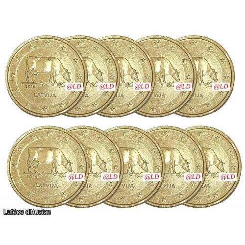 Lot de 10 pièces de 2€ Lettonie 2016 - dorée or fin 24 carats (ref. 41963)