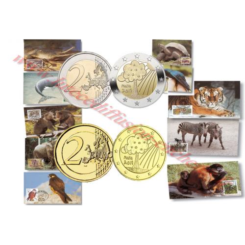 Lot de cartes postales timbrées WWF et de monnaies commémoratives sur le thème de la Nature (ref 528)