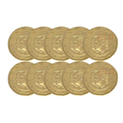 Lot de 10 pièces de 2€ Espagne 2014 - dorée or fin 24 carats (ref24803)