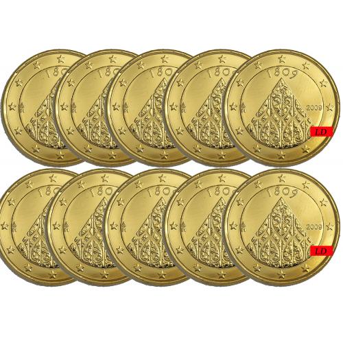 Lot de 10 pièces de 2€ Finlande 2009 - dorée or fin 24 carats (refINV319954)
