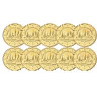 Lot de 10 pièces de 2€ Lettonie 2014 - dorée or fin 24 carats (refINV24810)