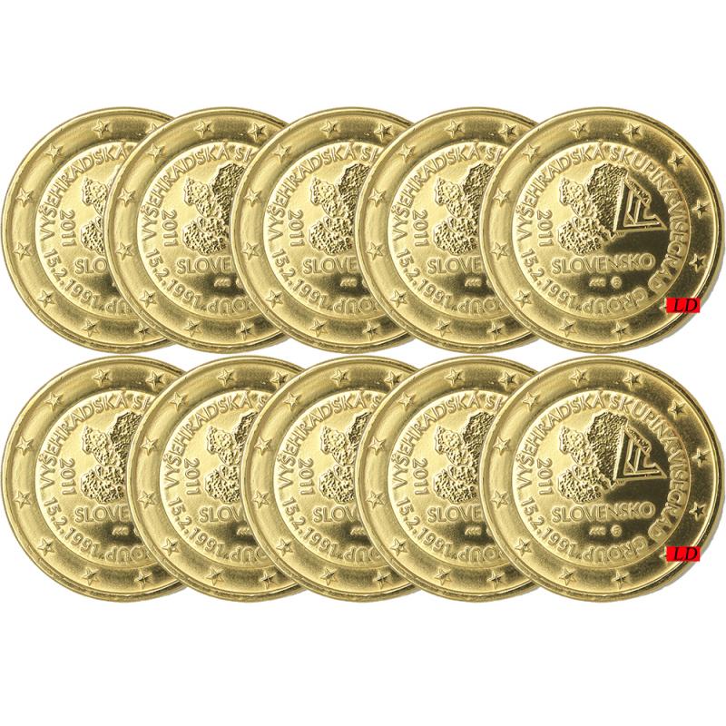 Lot de 10 pièces 2€ Slovaquie 2011 - dorée or fin 24 carats (refINV319330)