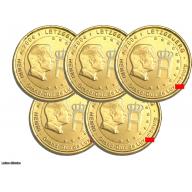 Lot de 5 pièces 2€ Luxembourg 2004 - dorée or fin 24 carats (ref43240)