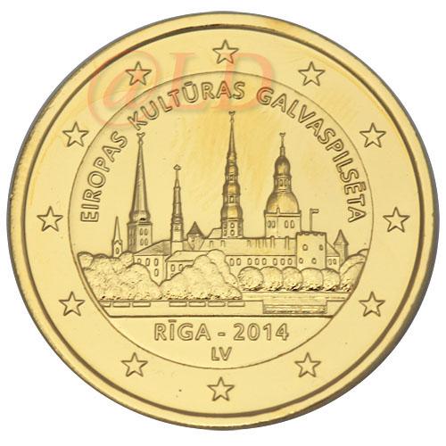 2€ Lettonie 2014 - dorée or fin 24 carats (ref326099)