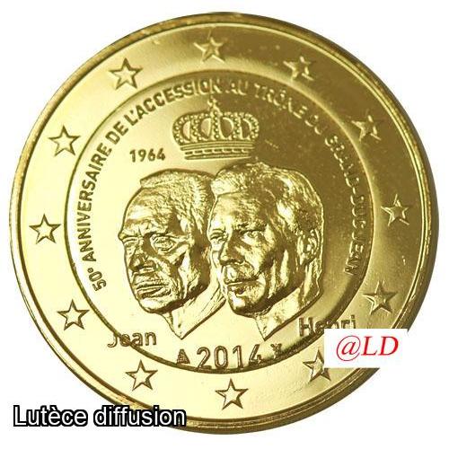 2€ Luxembourg 2014 Grand Duc  - dorée or fin 24 carats (ref326325)