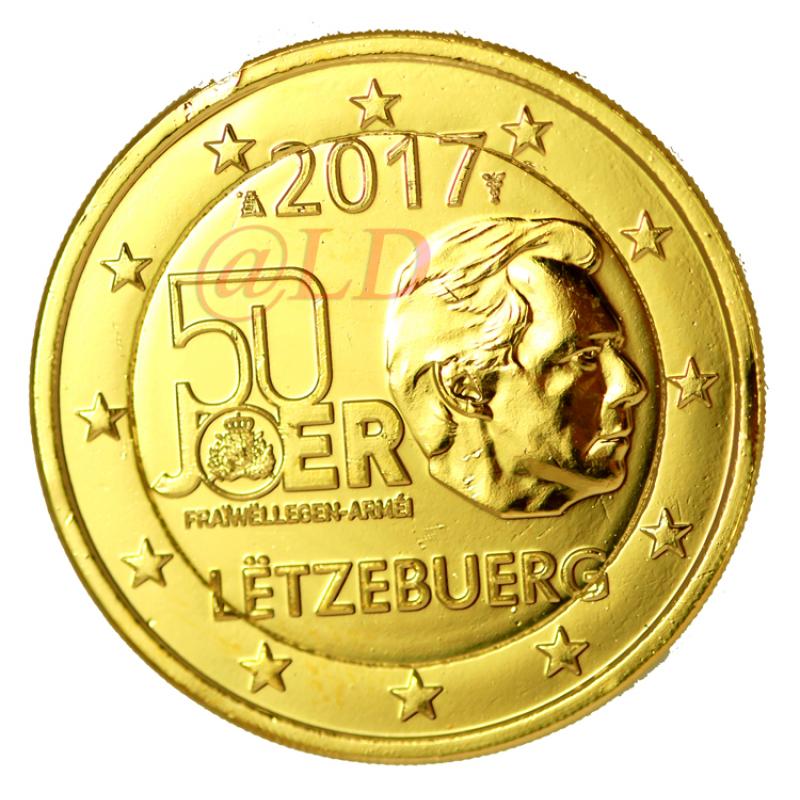 2€ Luxembourg 2017 - dorée or fin 24 carats (ref20663)