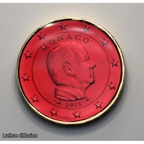 2€ Monaco 2015 - dorée or fin 24 carats RUBIS (ref46582)