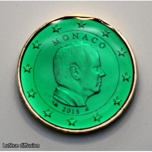 2€ Monaco 2015 - dorée or fin 24 carats EMERAUDE (ref46599)