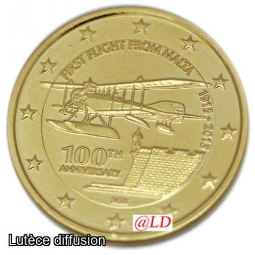 Malte 2015 - 2 euros dorée or fin 24 carats (ref327597)