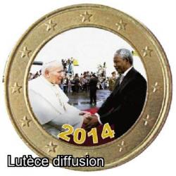 Nelson Mandela et Jean Paul II - 1 euro domé couleur (ref325308)