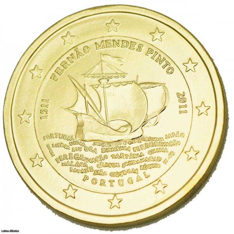 2€uro commémorative Portugal 2011 dorée à l'or fin 24 carats (Ref323388)