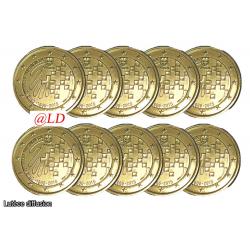 Lot de 10 pièces du Portugal 2015 - 2 euro commémorative dorée or fin 24 carats (ref41413)