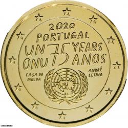 2€uro commémorative Portugal 2020 dorée à l'or fin 24 carats (Ref25813m)