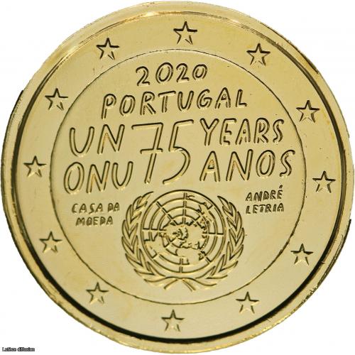 2€uro commémorative Portugal 2020 dorée à l'or fin 24 carats (Ref25813)