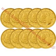 Lot de 10 pièces de 2€ Italie 2015 - dorée or fin 24 carats (ref.INV327728)
